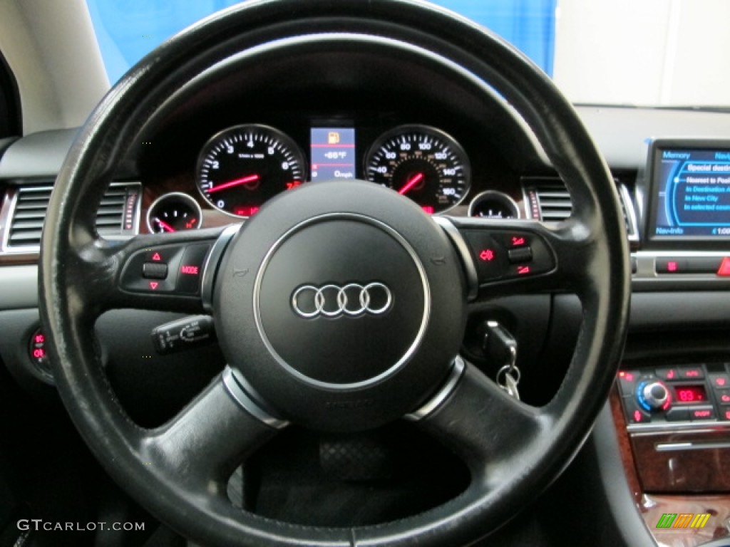 2005 Audi A8 L 4.2 quattro Black Steering Wheel Photo #75125214