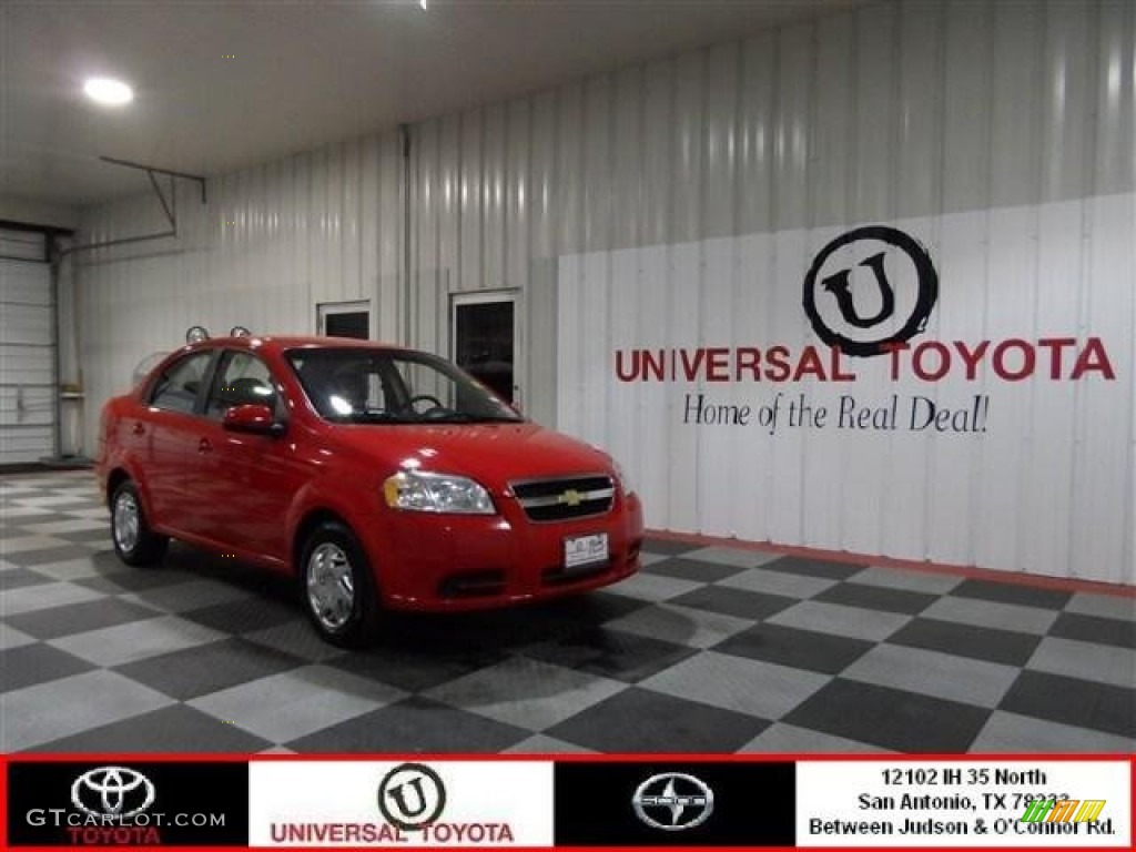 2010 Aveo LS Sedan - Victory Red / Charcoal photo #1