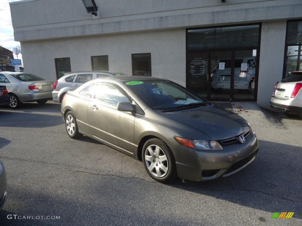 2007 Civic LX Coupe - Galaxy Gray Metallic / Black photo #35