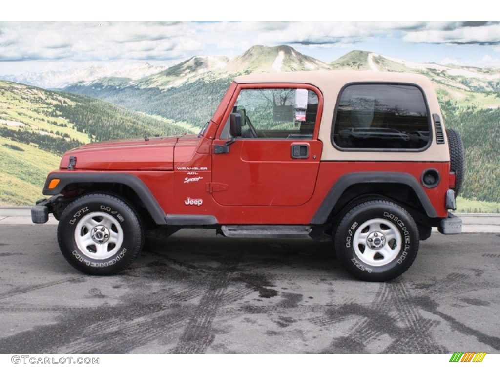 1999 Wrangler Sport 4x4 - Chili Pepper Red Pearlcoat / Camel photo #6