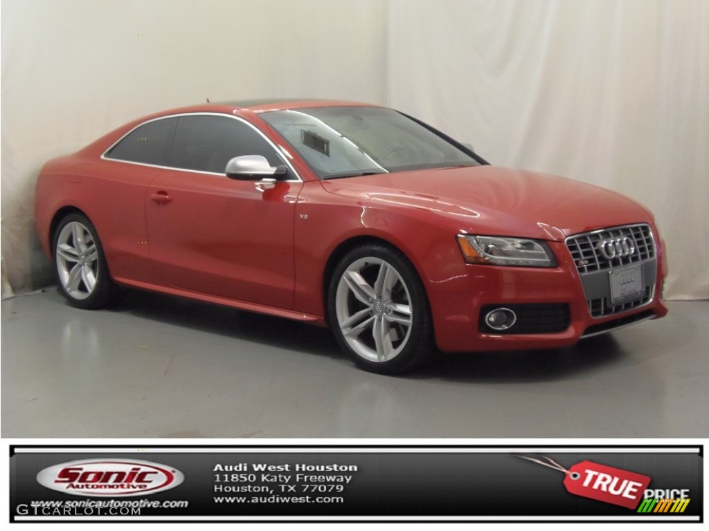 2010 S5 4.2 FSI quattro Coupe - Brilliant Red / Pearl Silver Silk Nappa Leather photo #1