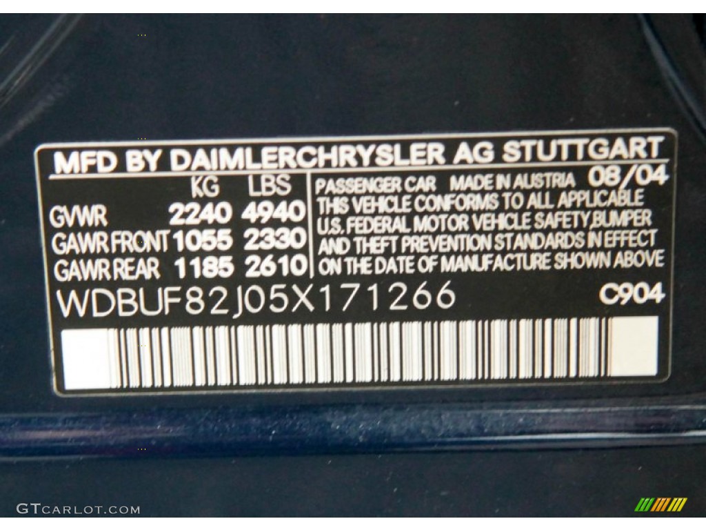 2005 Mercedes-Benz E 320 4Matic Sedan Color Code Photos