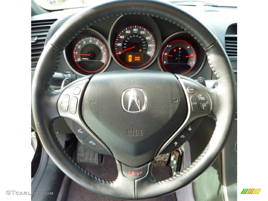 2008 Acura TL 3.5 Type-S Ebony/Silver Steering Wheel Photo #75141171
