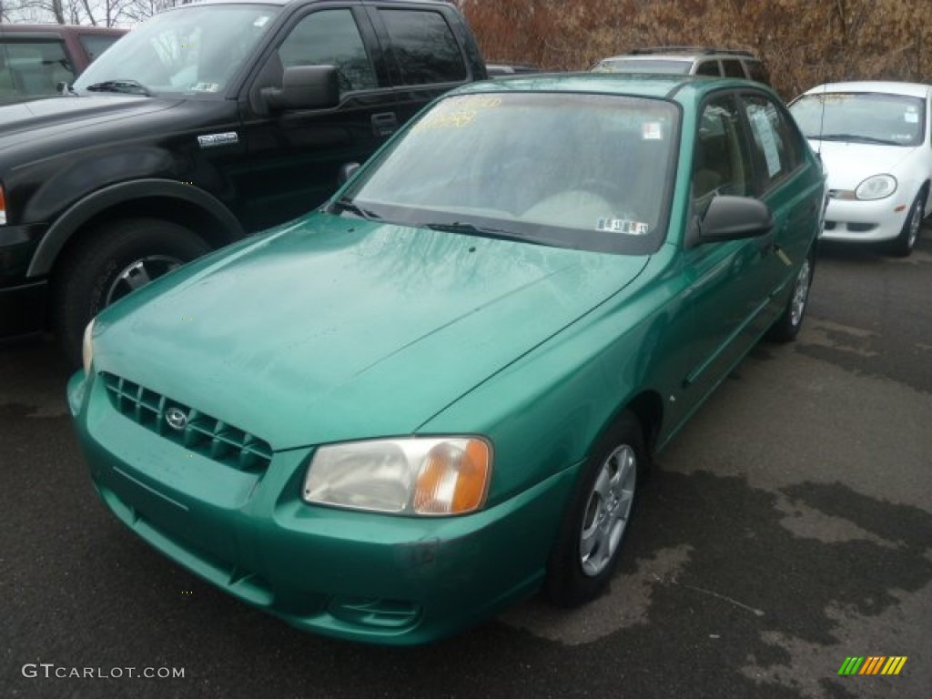 2001 Accent GL Sedan - Jade Green / Gray photo #5