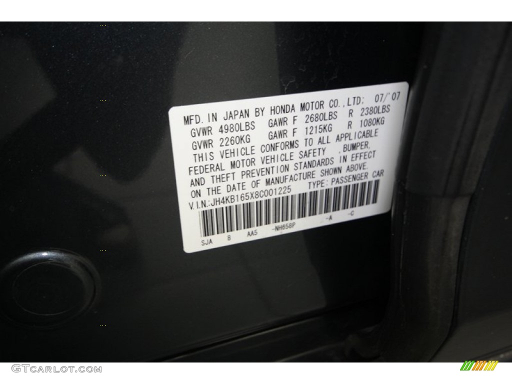 2008 RL Color Code NH658P for Carbon Gray Pearl Photo #75146046
