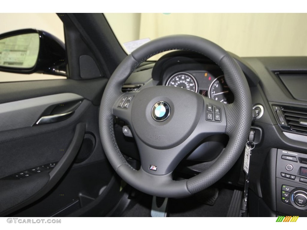 2013 BMW X1 sDrive 28i Black Steering Wheel Photo #75151821