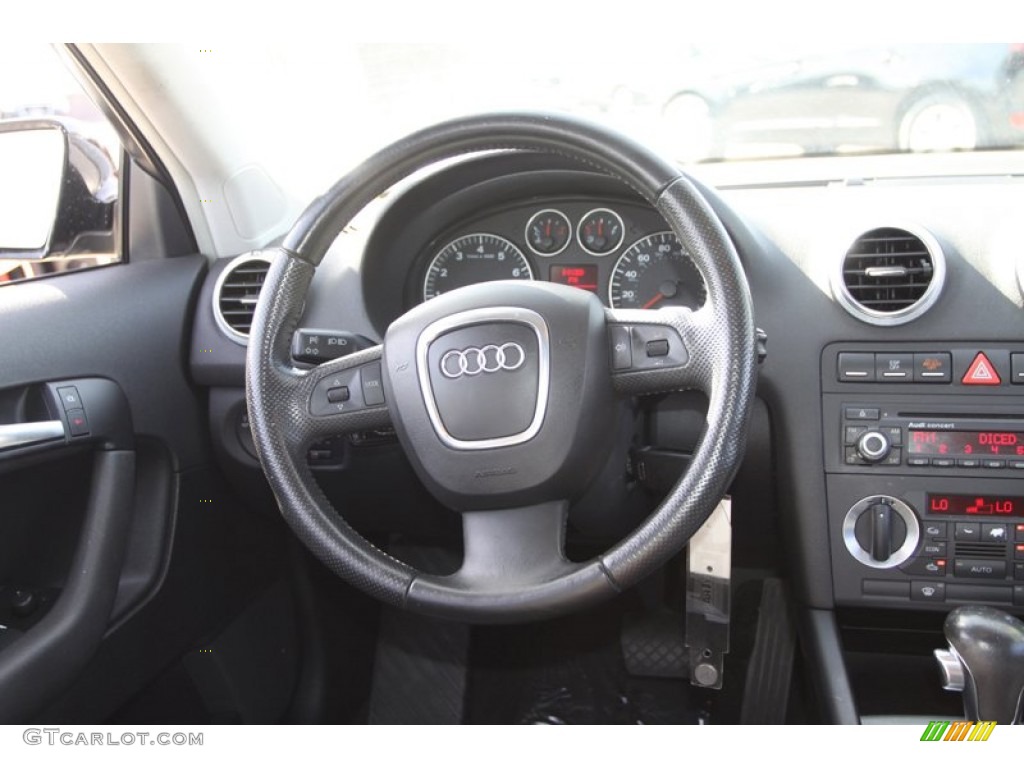 2007 Audi A3 2.0T Black Steering Wheel Photo #75153874