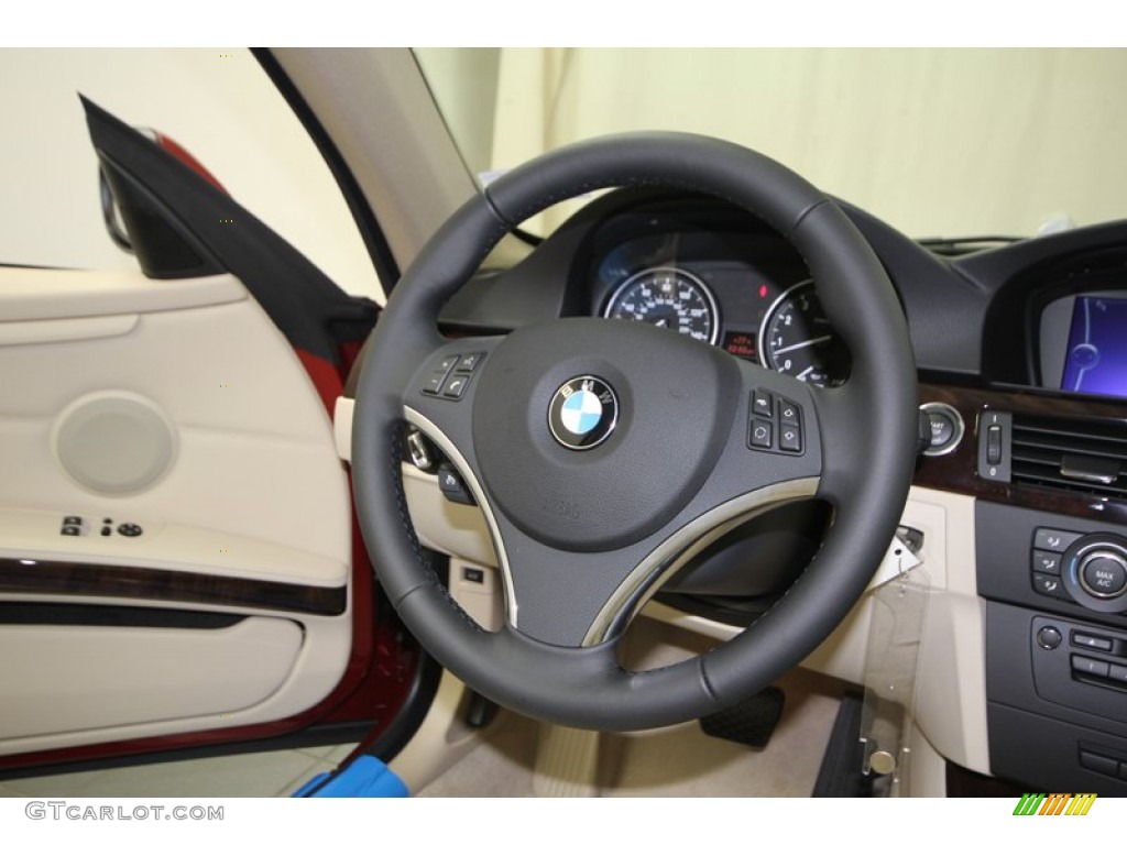 2013 BMW 3 Series 328i Coupe Cream Beige Steering Wheel Photo #75155485