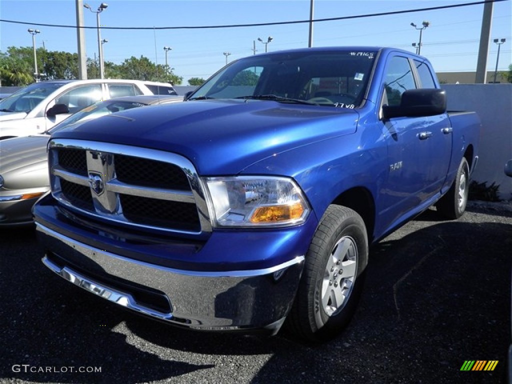 2010 Ram 1500 SLT Quad Cab - Deep Water Blue Pearl / Dark Slate/Medium Graystone photo #3