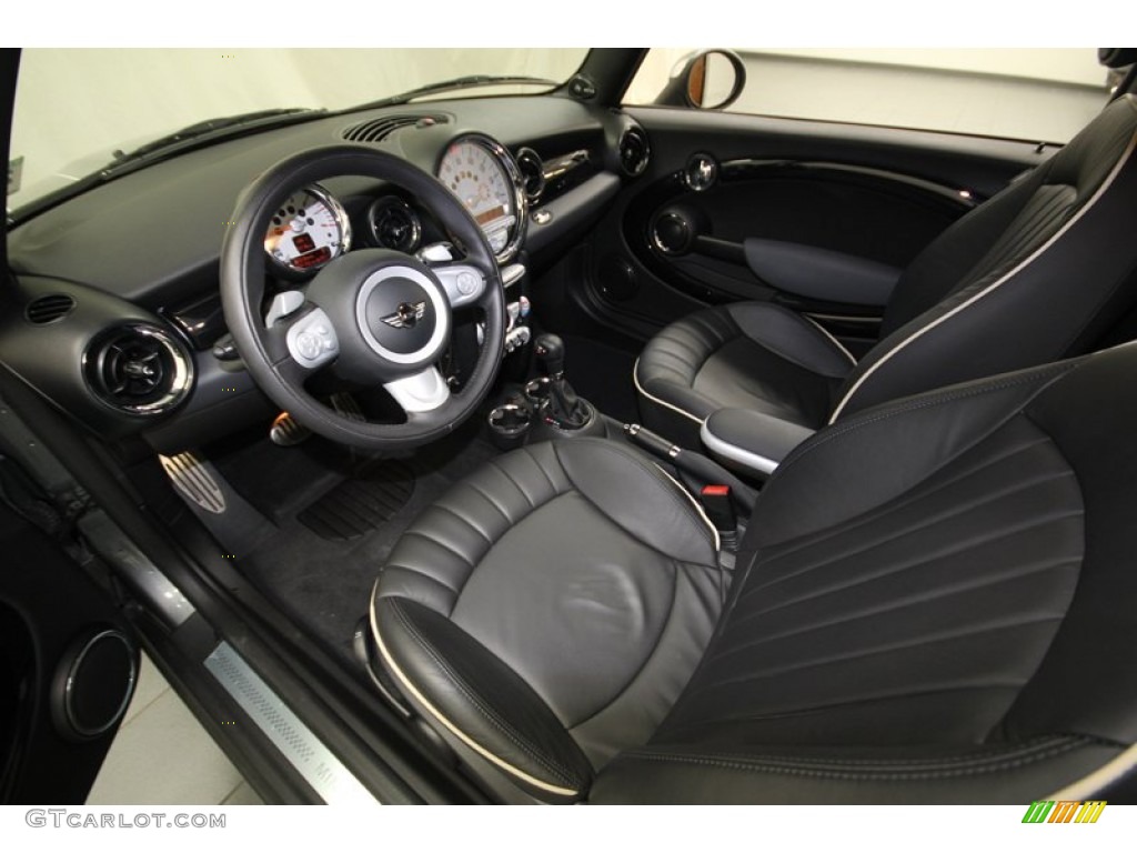 Lounge Carbon Black Leather Interior 2010 Mini Cooper S Hardtop Photo #75160343
