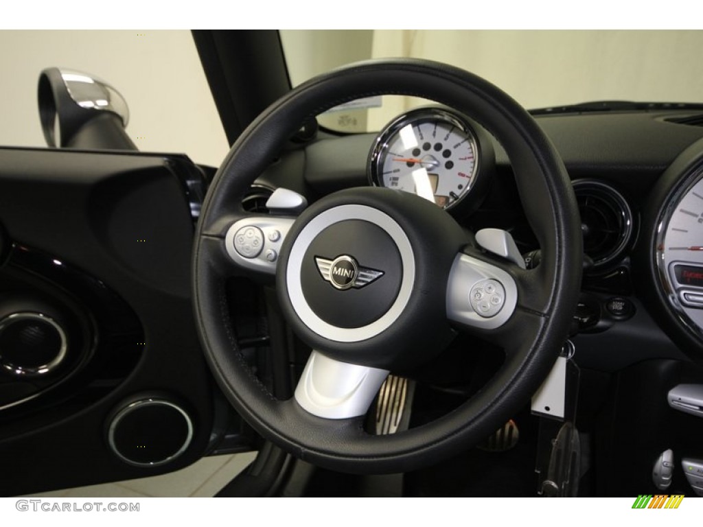 2010 Mini Cooper S Hardtop Lounge Carbon Black Leather Steering Wheel Photo #75160450