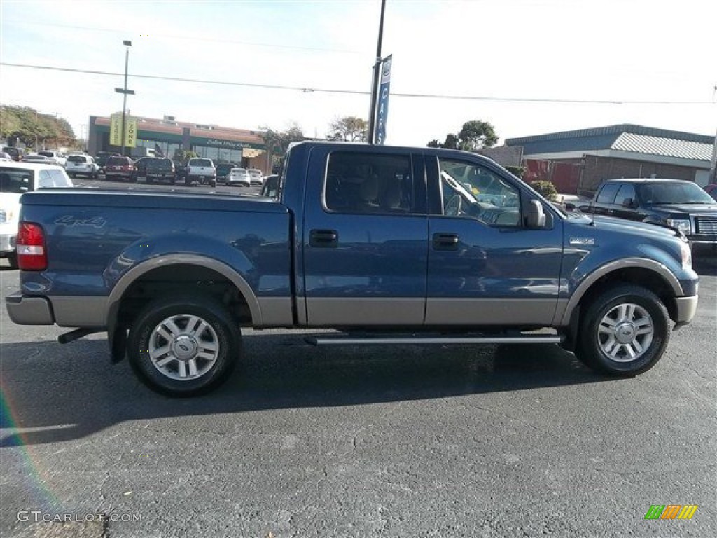 2004 F150 Lariat SuperCrew 4x4 - Medium Wedgewood Blue Metallic / Tan photo #2