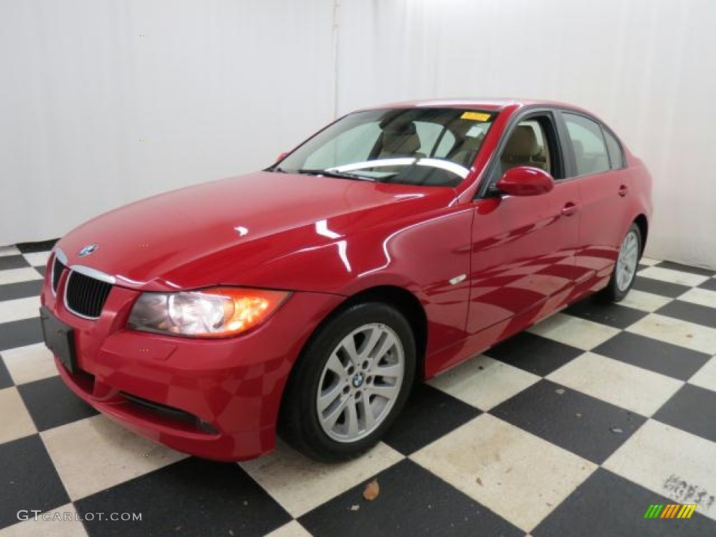 2007 3 Series 328xi Sedan - Crimson Red / Beige photo #3