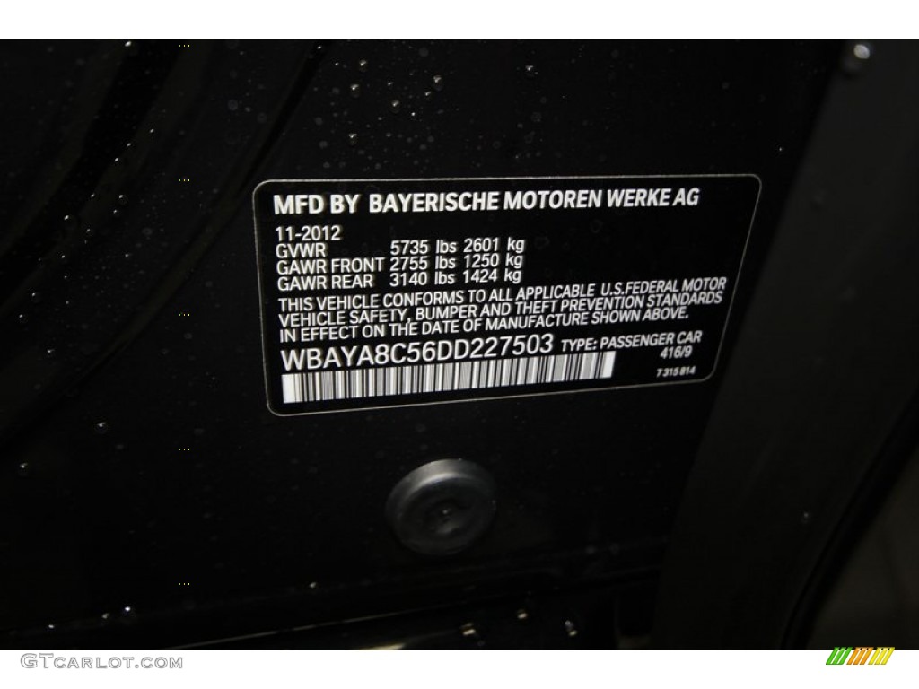 2013 7 Series Color Code 416 for Carbon Black Metallic Photo #75171986