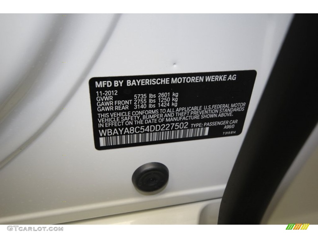 2013 7 Series Color Code A96 for Mineral White Metallic Photo #75172559