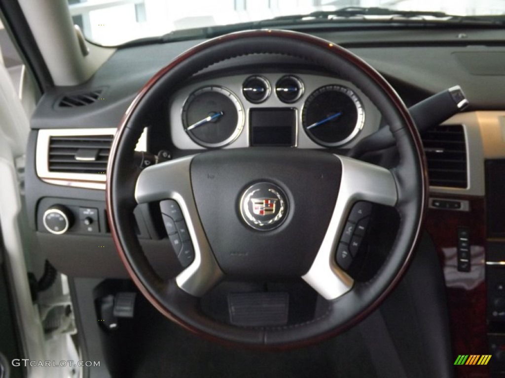 2013 Cadillac Escalade EXT Luxury AWD Ebony Steering Wheel Photo #75174650