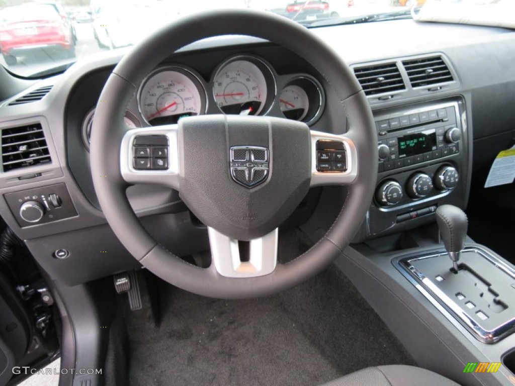 2013 Dodge Challenger SXT Dark Slate Gray Steering Wheel Photo #75175692