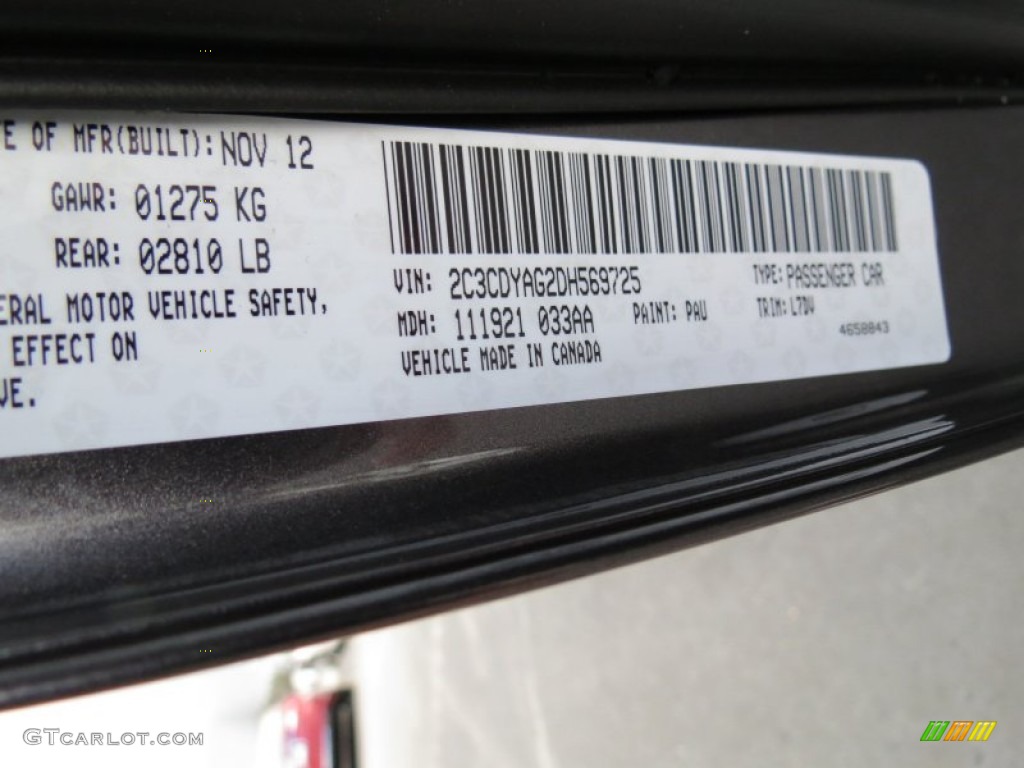 2013 Dodge Challenger SXT Color Code Photos