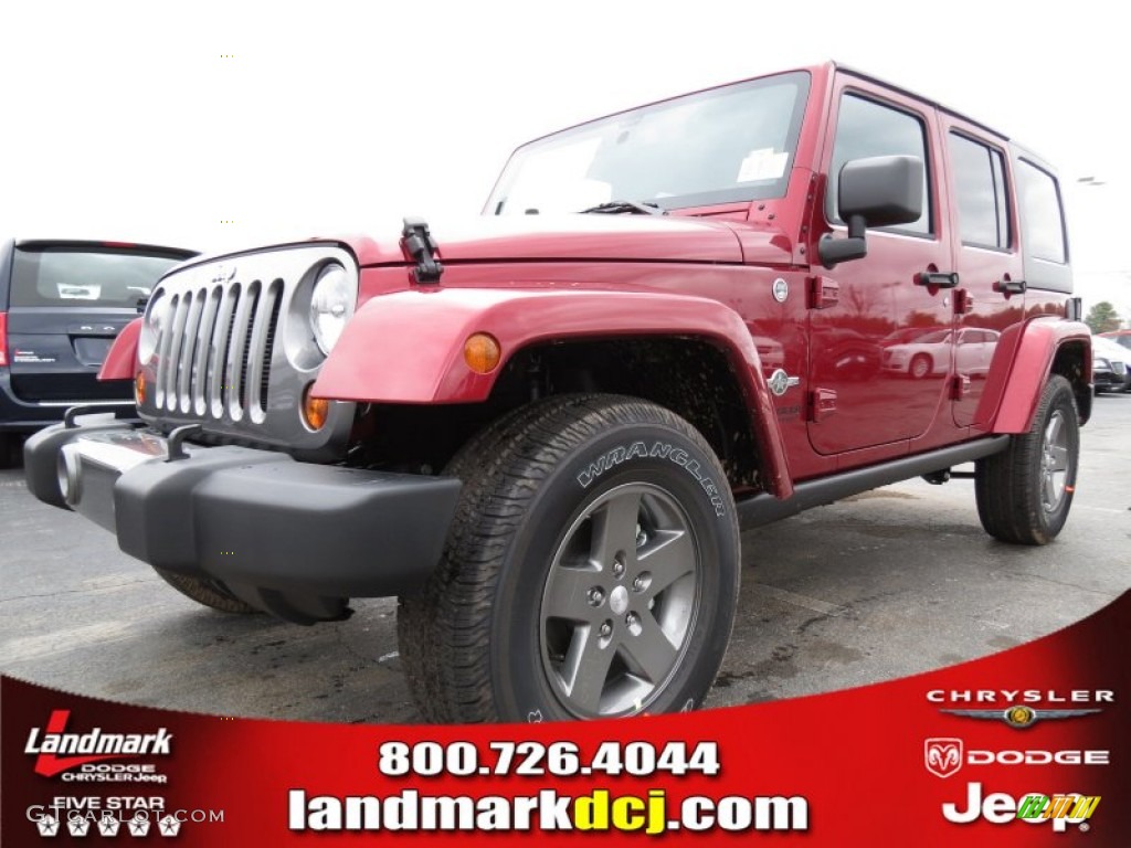 2013 Wrangler Unlimited Oscar Mike Freedom Edition 4x4 - Deep Cherry Red Crystal Pearl / Freedom Edition Black/Silver photo #1