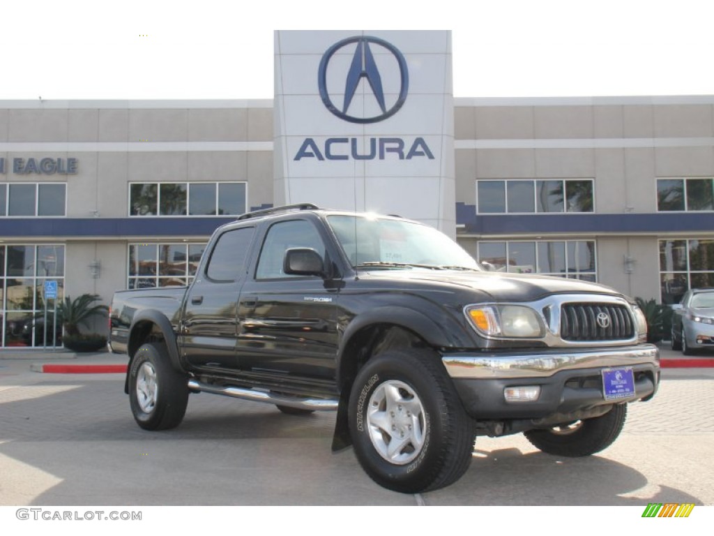 2002 Tacoma V6 PreRunner Double Cab - Black Sand Pearl / Charcoal photo #1