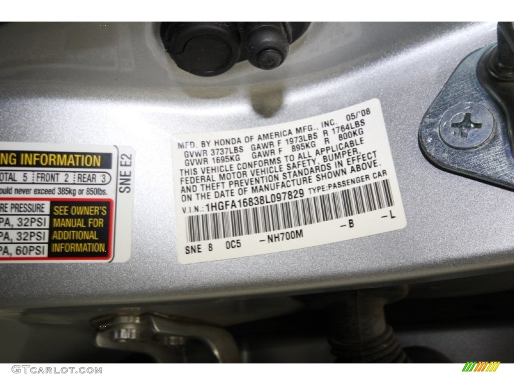 2008 Civic EX Sedan - Alabaster Silver Metallic / Gray photo #10