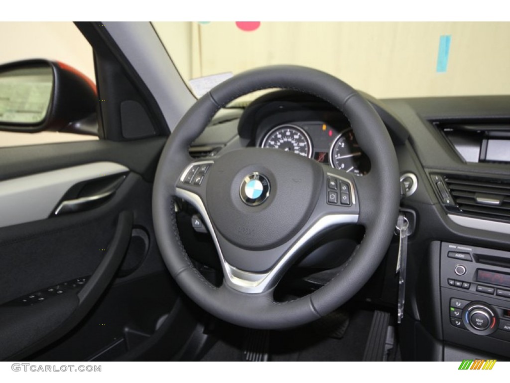 2013 BMW X1 sDrive 28i Black Steering Wheel Photo #75191402