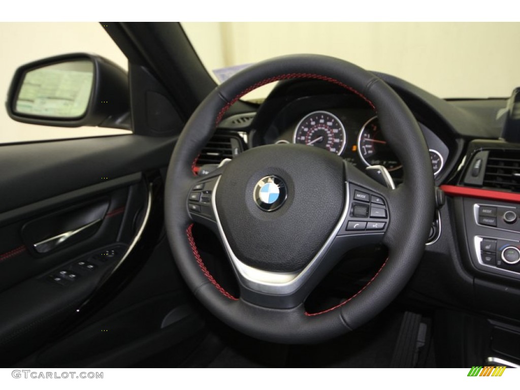 2013 BMW 3 Series 335i Sedan Black Steering Wheel Photo #75192017
