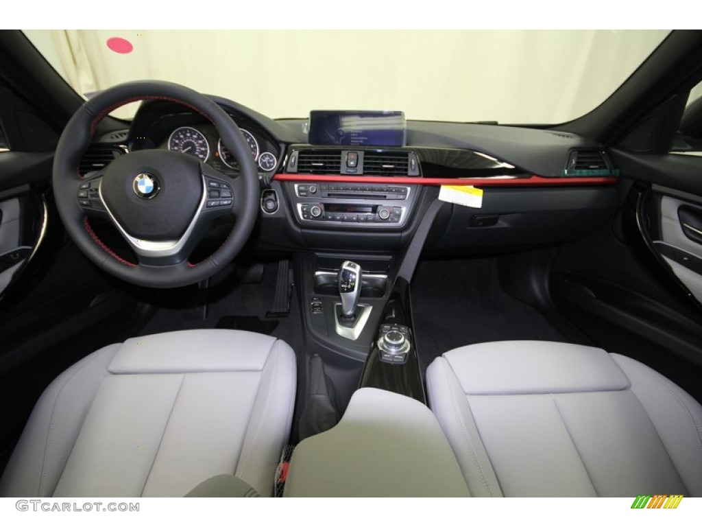 2013 BMW 3 Series 335i Sedan Everest Grey/Black Dashboard Photo #75192224