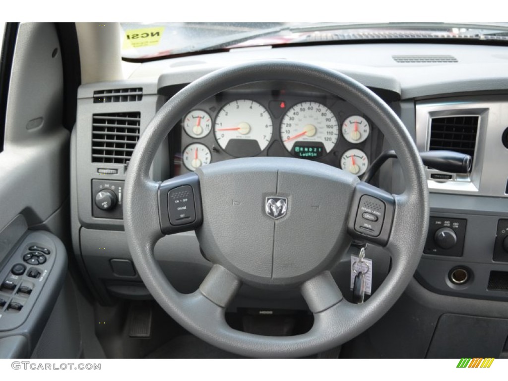 2007 Dodge Ram 1500 SLT Quad Cab 4x4 Medium Slate Gray Steering Wheel Photo #75192843