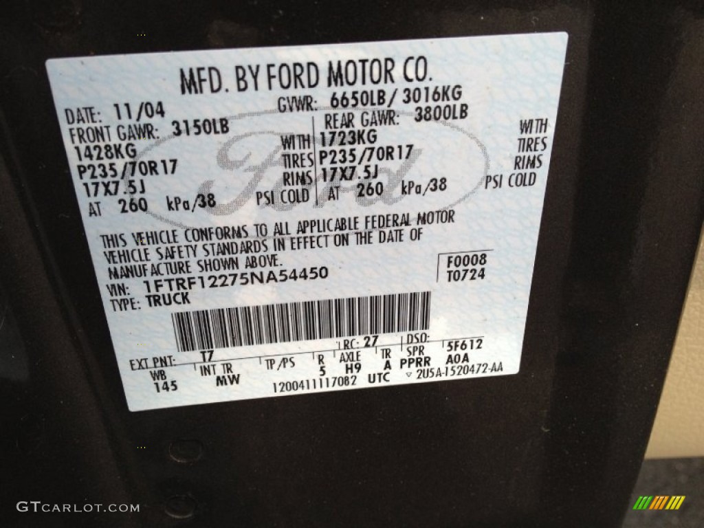 2005 F150 XL Regular Cab - Dark Stone Metallic / Medium Flint Grey photo #22