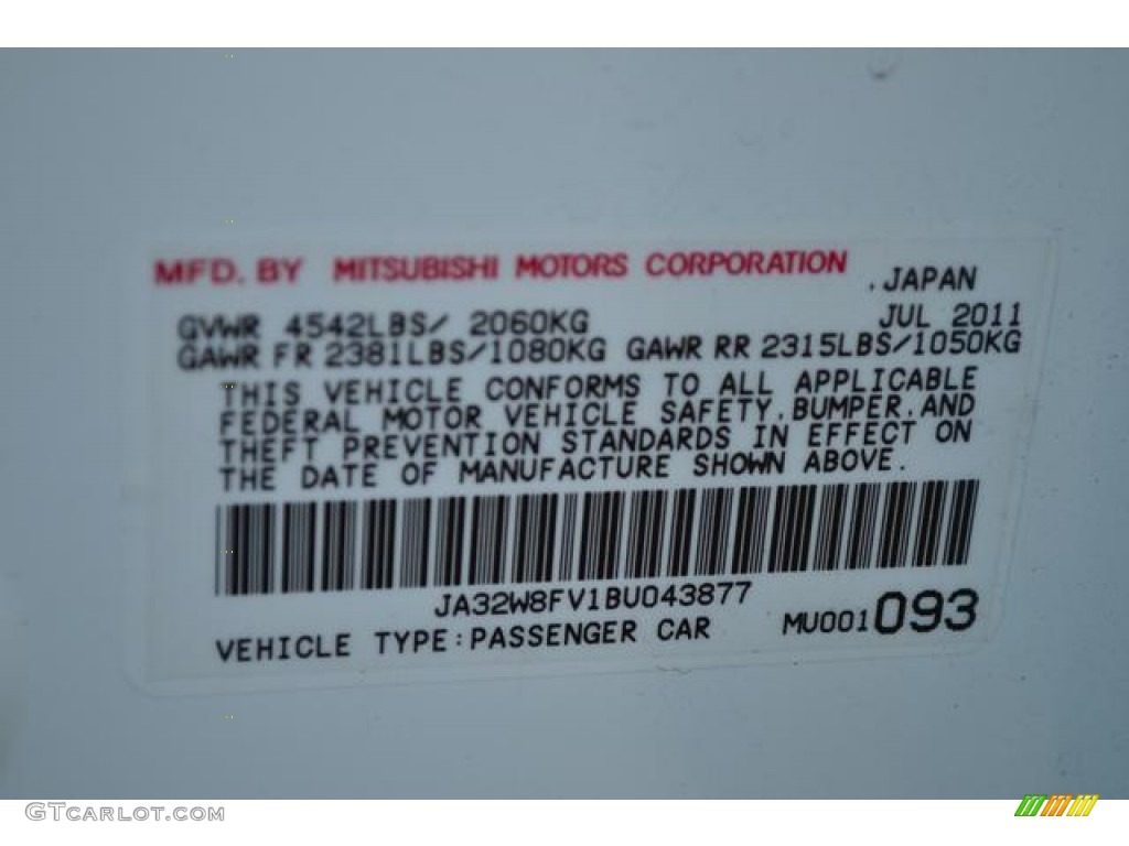 2011 Lancer Evolution GSR - Wicked White / Black photo #37