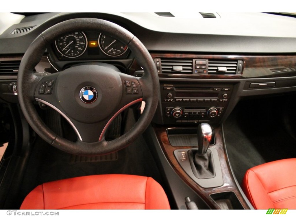 2010 3 Series 328i xDrive Coupe - Jet Black / Coral Red/Black Dakota Leather photo #7