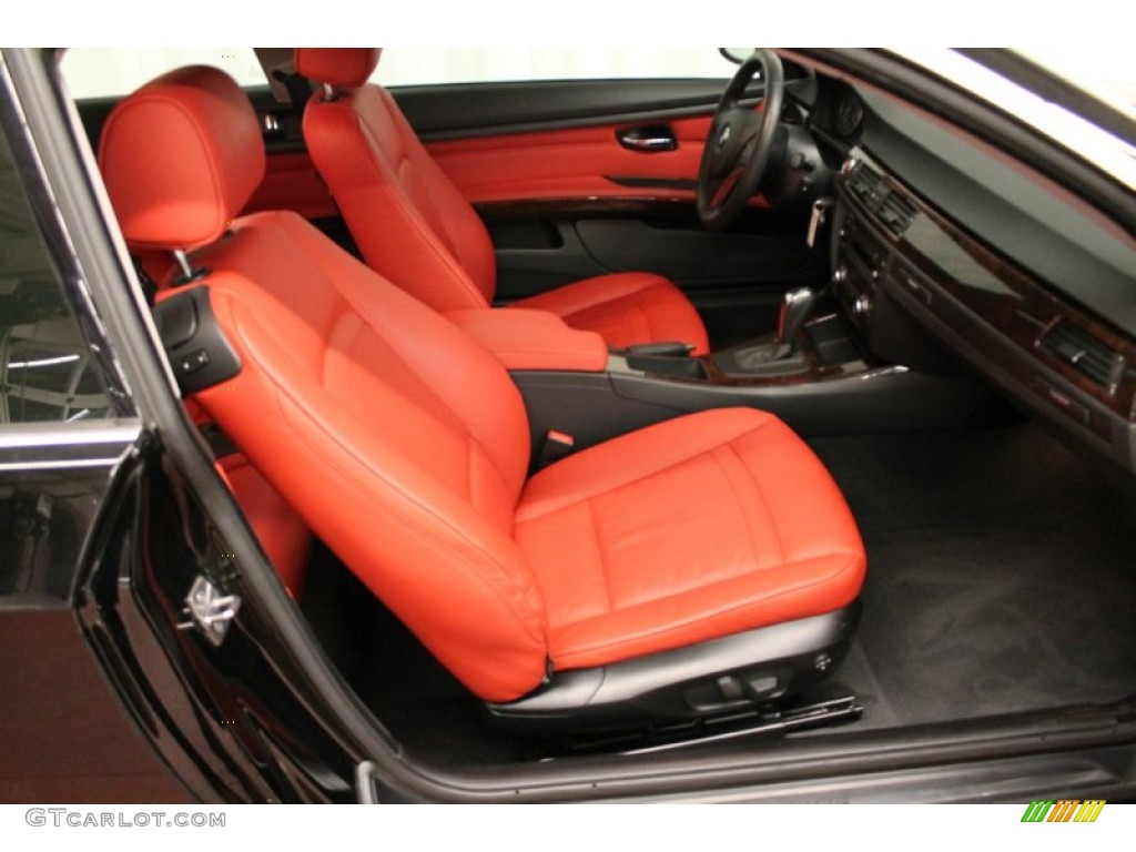 2010 3 Series 328i xDrive Coupe - Jet Black / Coral Red/Black Dakota Leather photo #10