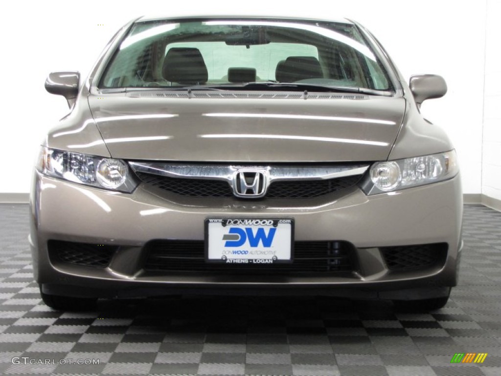 2011 Civic LX Sedan - Urban Titanium Metallic / Beige photo #2