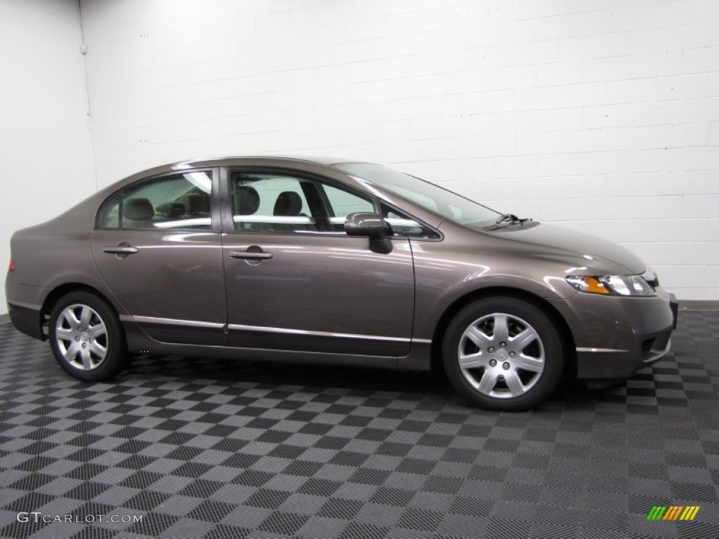 2011 Civic LX Sedan - Urban Titanium Metallic / Beige photo #3