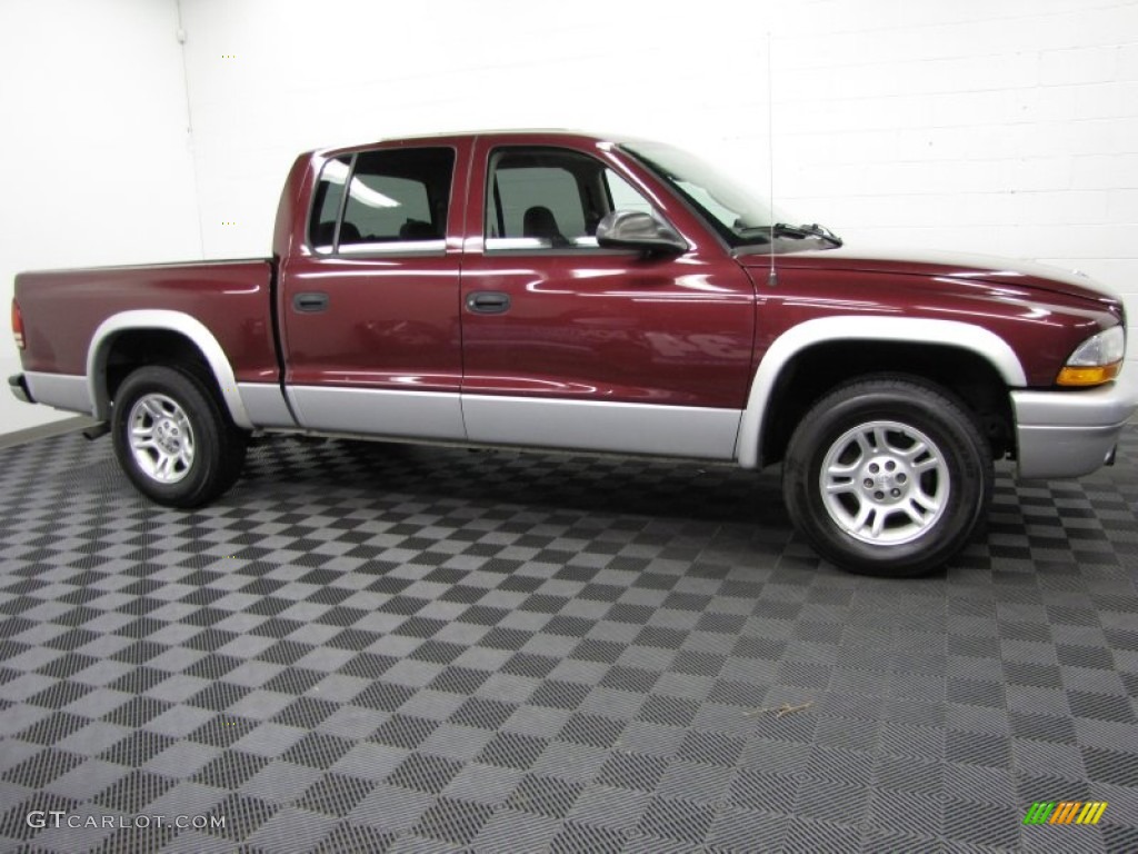 2003 Dakota SLT Quad Cab - Dark Garnet Red Pearl / Dark Slate Gray photo #3