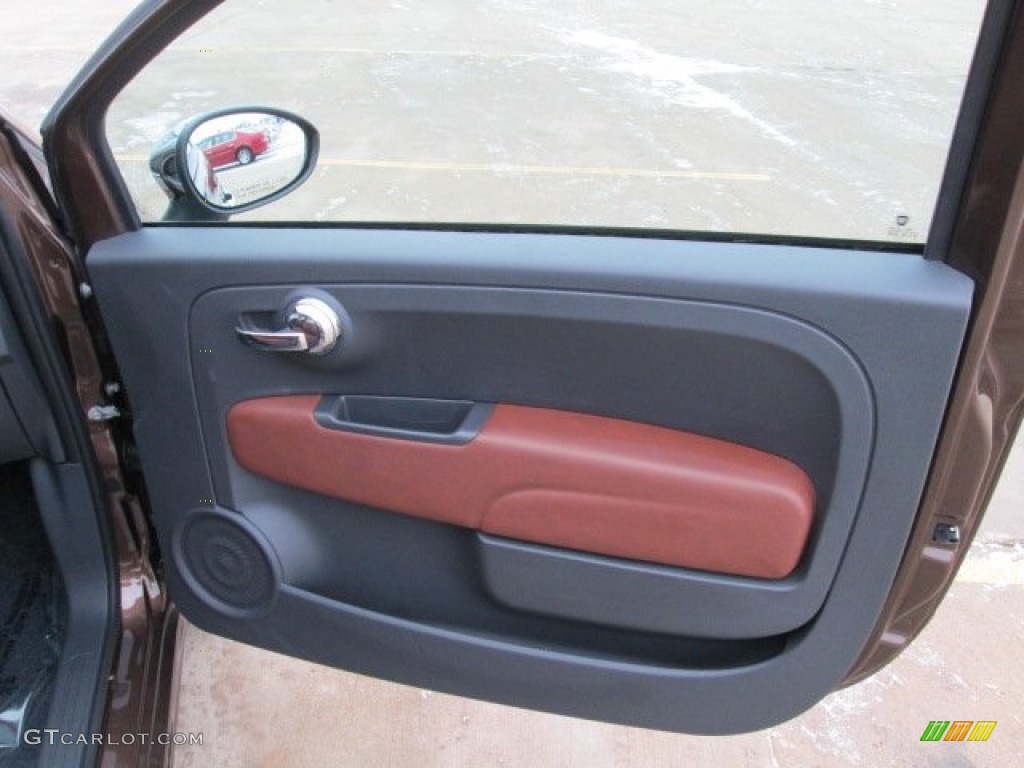 2012 Fiat 500 Lounge Pelle Marrone/Avorio (Brown/Ivory) Door Panel Photo #75203148