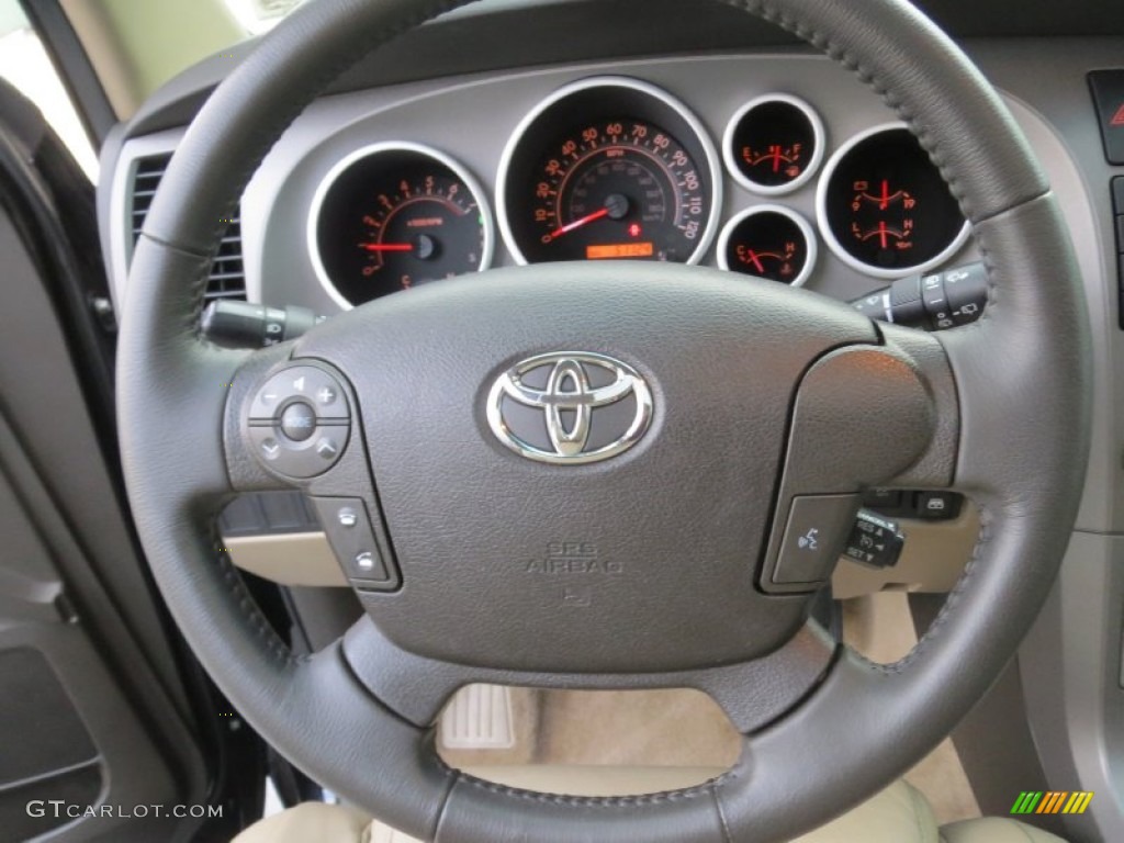 2010 Toyota Sequoia SR5 4WD Sand Beige Steering Wheel Photo #75205545