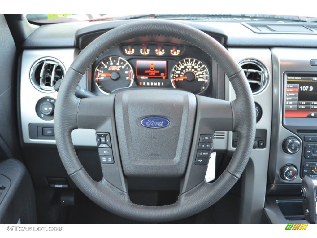 2013 Ford F150 FX4 SuperCrew 4x4 Black Steering Wheel Photo #75207060