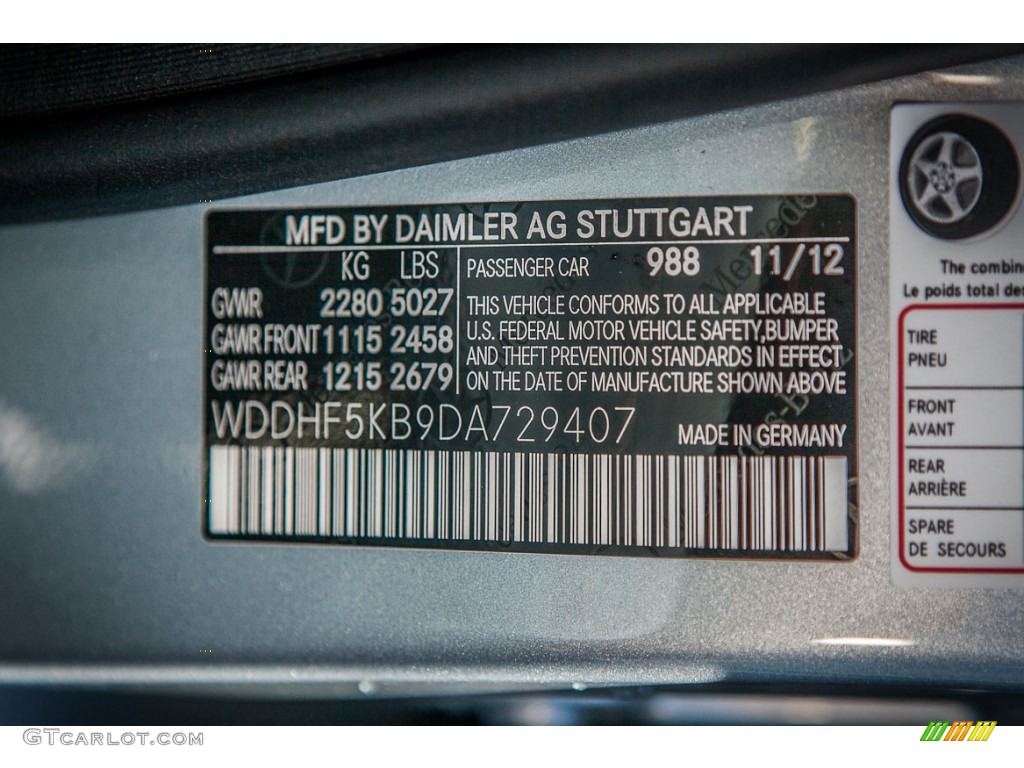 2013 E Color Code 988 for Diamond Silver Metallic Photo #75211368