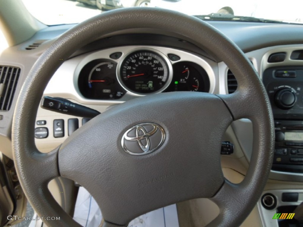 2007 Toyota Highlander Hybrid Ivory Beige Steering Wheel Photo #75217056