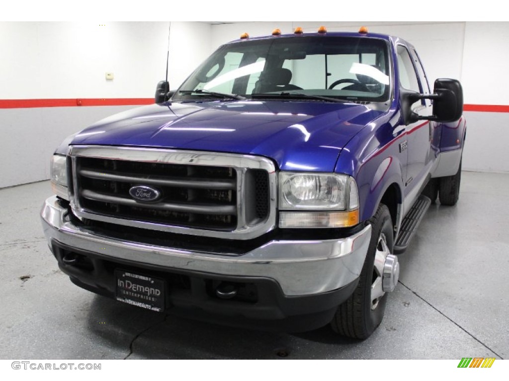 2003 F350 Super Duty XL SuperCab 4x4 Dually - Sonic Blue Metallic / Dark Flint photo #5