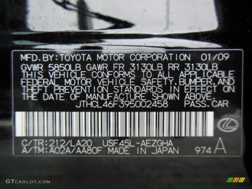 2009 LS Color Code 212 for Obsidian Black Photo #75221528