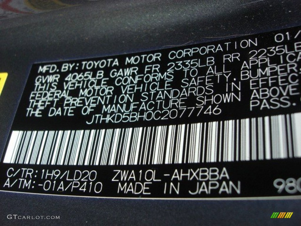 2012 CT Color Code 1H9 for Nebula Gray Pearl Photo #75227879