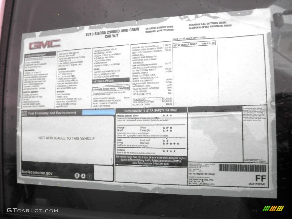2013 GMC Sierra 2500HD Crew Cab 4x4 Window Sticker Photos