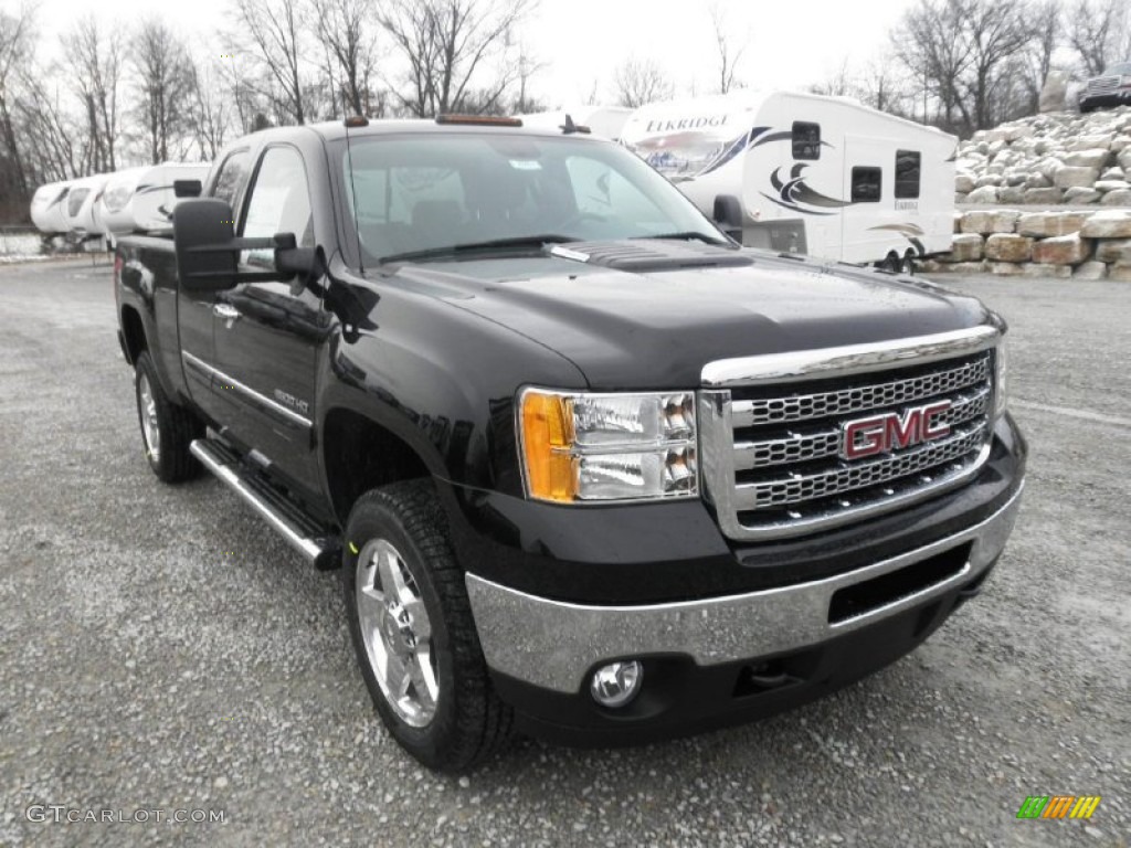 Onyx Black 2013 GMC Sierra 2500HD SLE Extended Cab 4x4 Exterior Photo #75233664