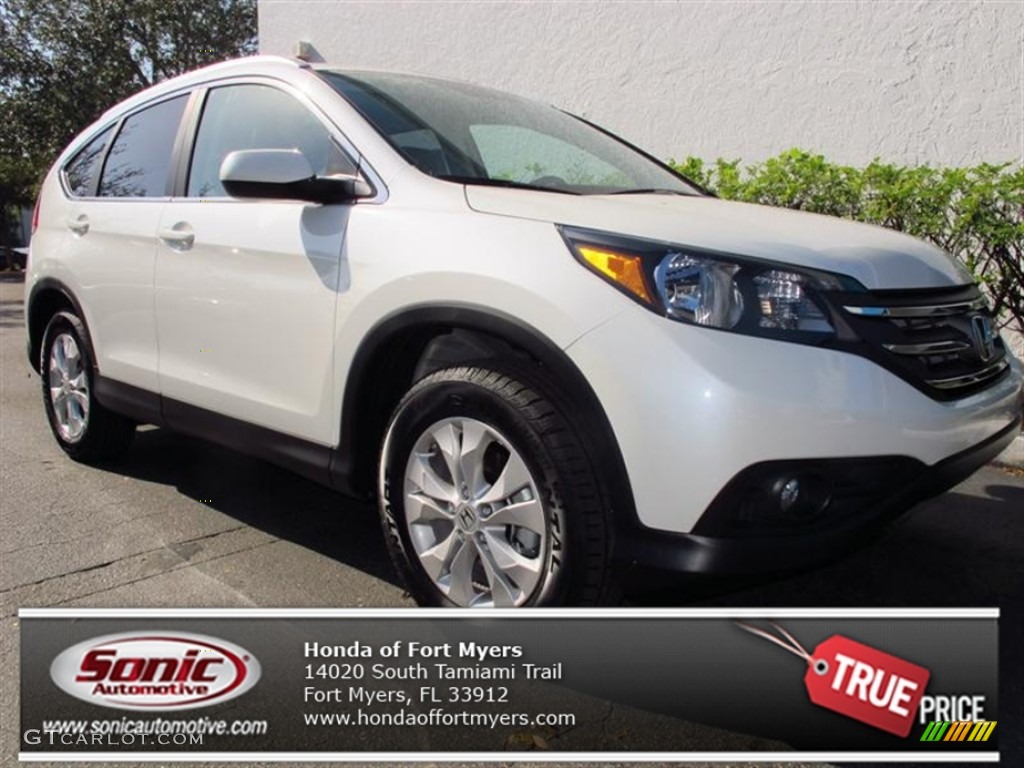 2013 CR-V EX-L - White Diamond Pearl / Beige photo #1