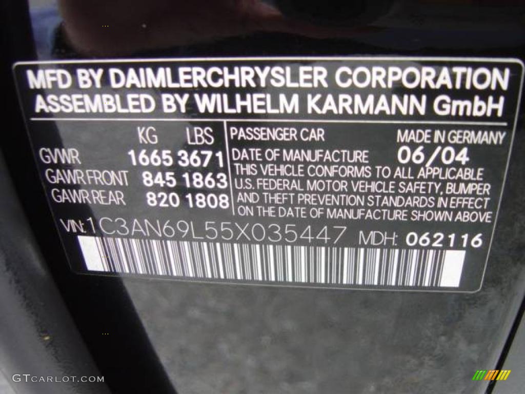 2005 Chrysler Crossfire Limited Coupe Info Tag Photo #7523479