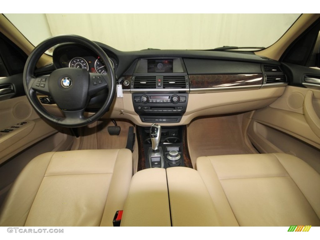 2009 BMW X5 xDrive30i Sand Beige Nevada Leather Dashboard Photo #75235371