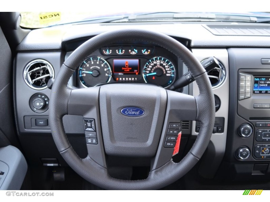 2013 Ford F150 XLT SuperCab Steel Gray Steering Wheel Photo #75236838